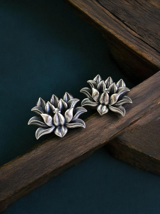 Utpala Stud – Oxidized Silver Replica Earrings