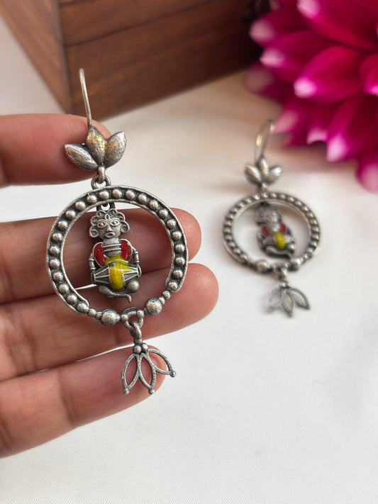 Quirky Vadini Handpainted Enamel Hook Earrings