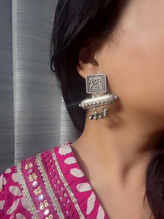 Vida Ghungroo Dangle Oxidized Earrings – Timeless Tribal Charm