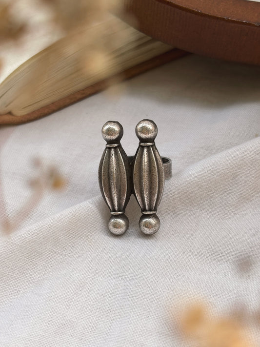 Yamala Oxidized Silver Adjustable Ring
