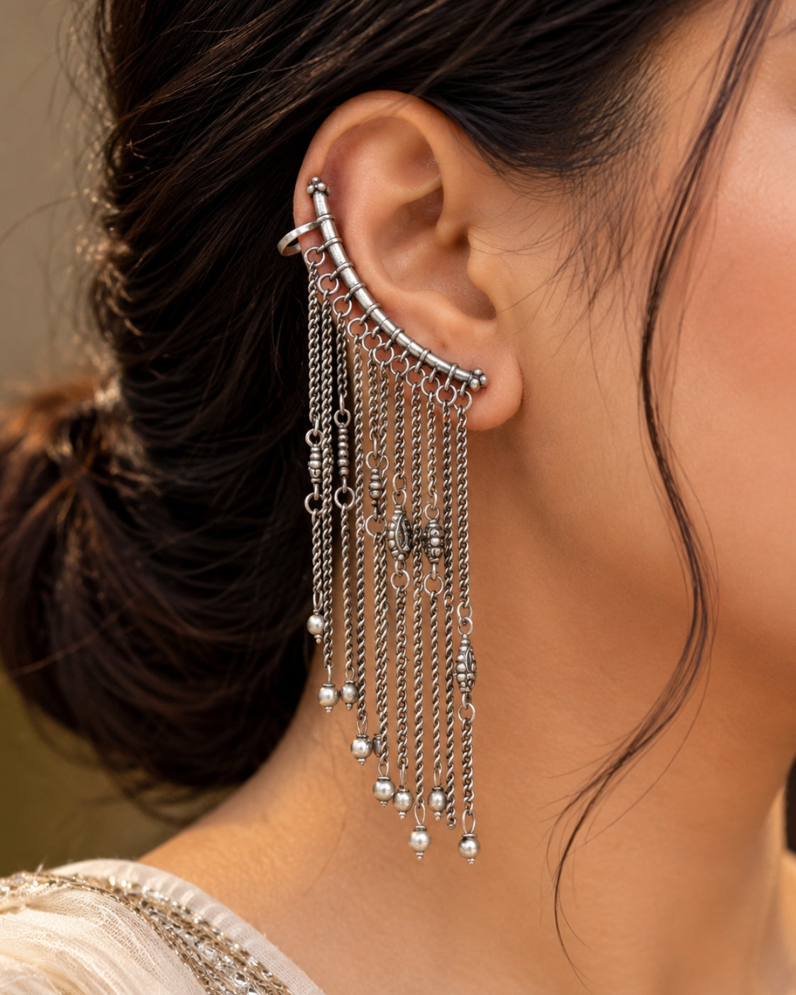 Quirky Yavanika Chain Curtain Bugadi Earcuff Earrings
