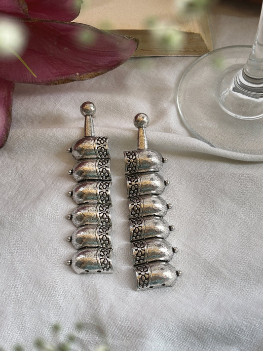 Quirky Yodha Long Dangle Oxidized Earrings