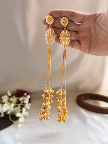 Zara Kashmiri Dejhoor Ghungroo Golden Dangle Earrings