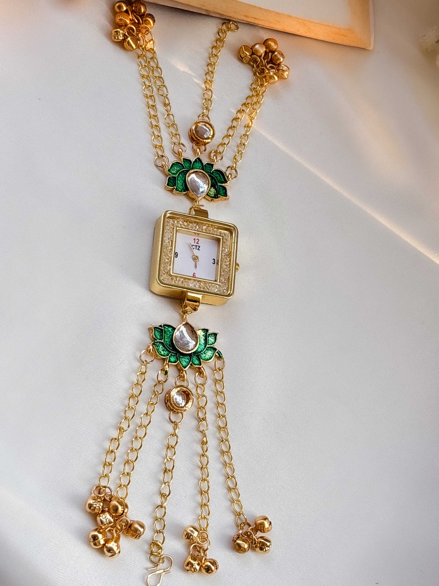 Zoya-2 Golden Ghungroo Chain Drop Watch Bracelet