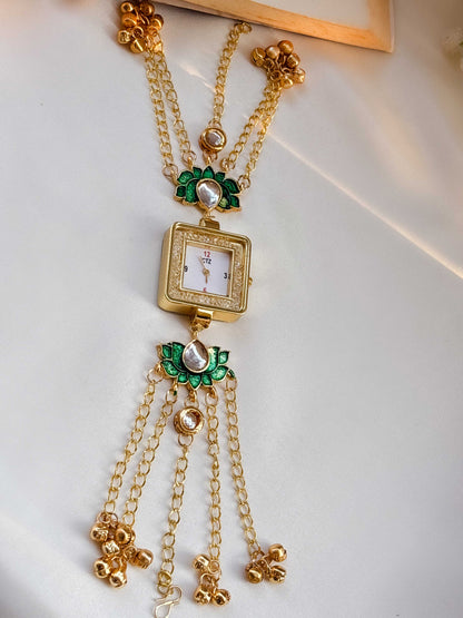 Zoya-2 Golden Ghungroo Chain Drop Watch Bracelet