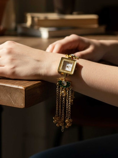 Zoya-2 Golden Ghungroo Chain Drop Watch Bracelet